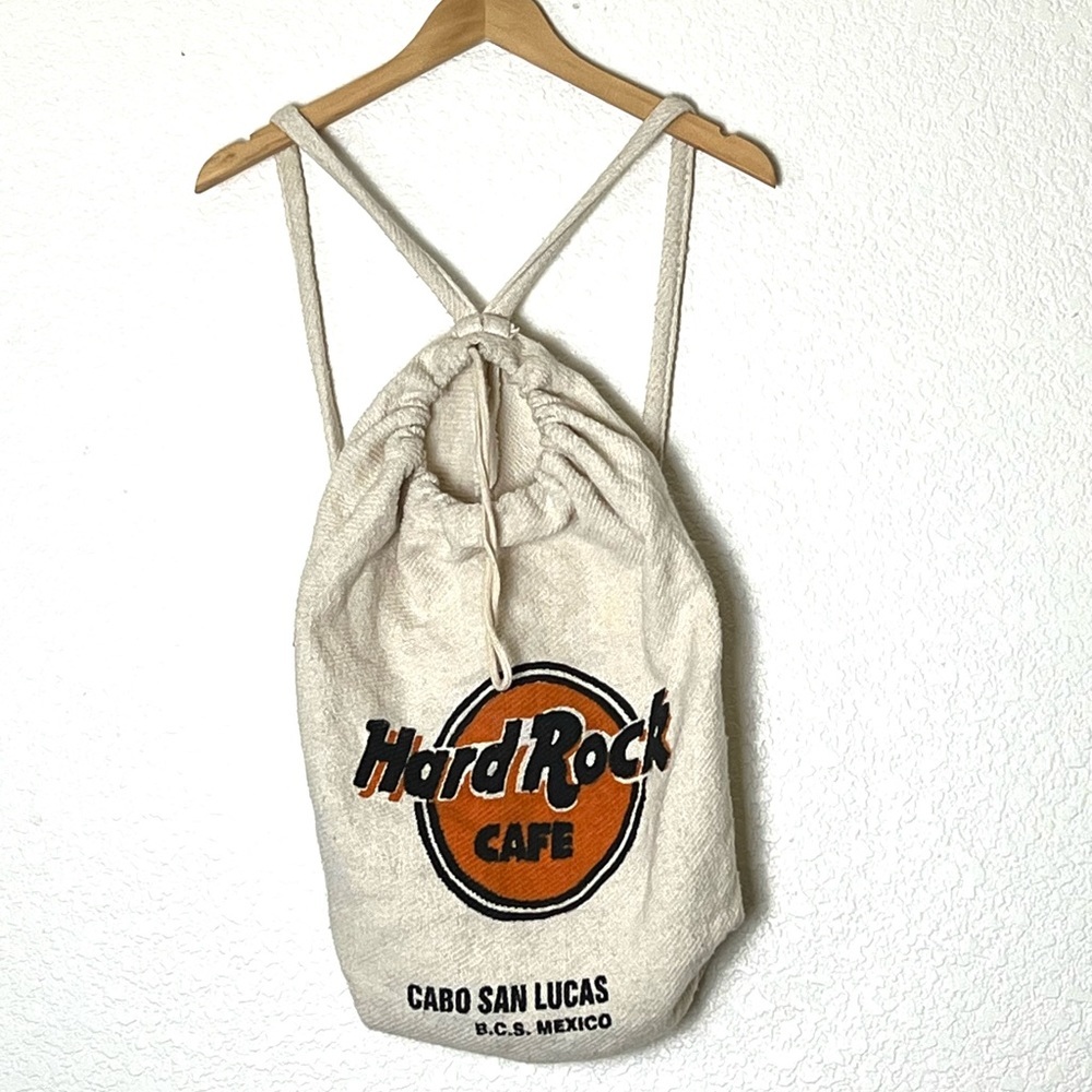 Hard Rock Cafe | Large drawstring burlap backpack Cabo San Lucas